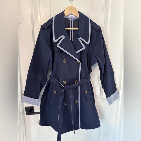 Crown & Ivy Women's Navy Blue Trench Coat Sz XL - Picture 3 of 12